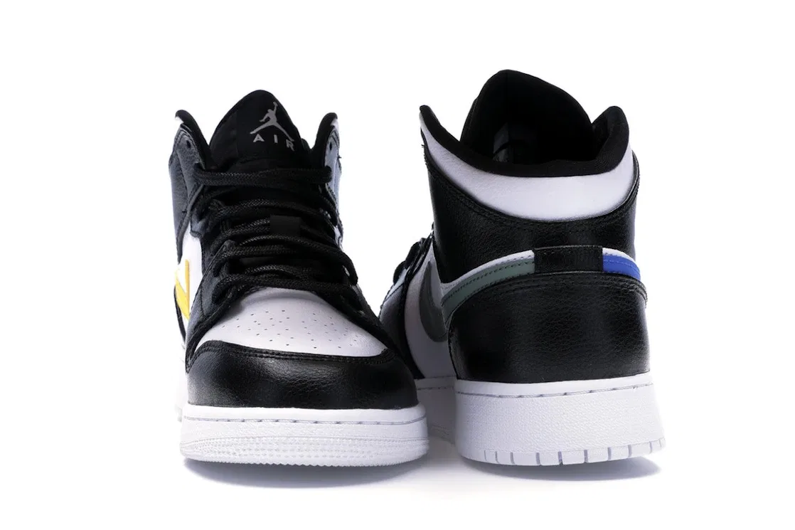 Детские кроссовки с цветной вставкой Jordan 1 Mid Jordan, Black/White-University Red-Tour Yellow — фото 4