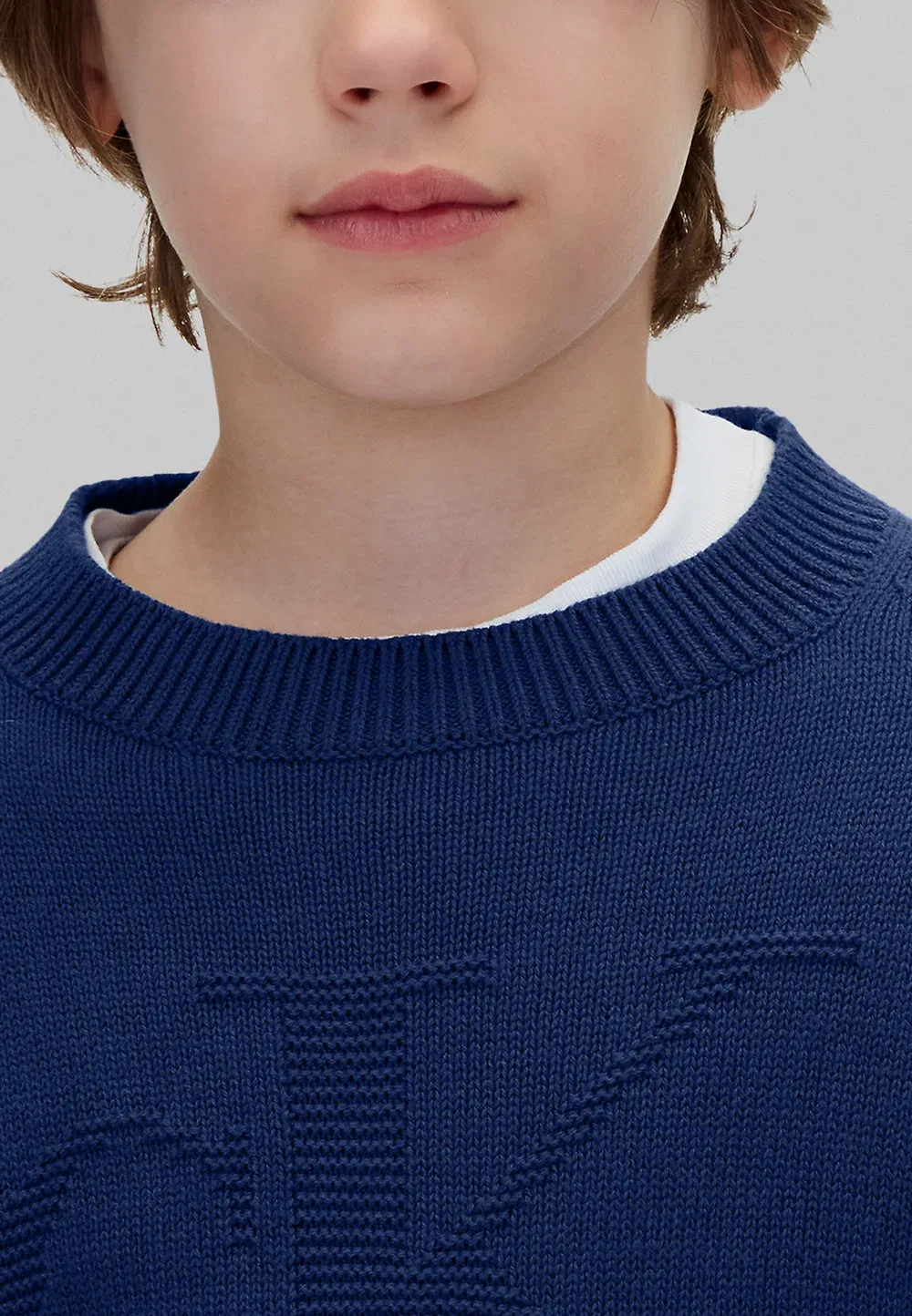 Детский вязаный джемпер с логотипом - джемпер Calvin Klein Jeans, Estate Blue — фото 4