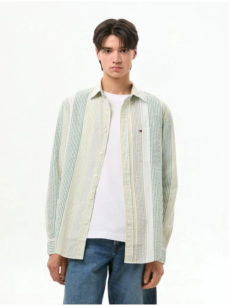 Рубашка с коротким рукавом Regular Fit, мульти-полоска TOMMY HILFIGER, Lime Green