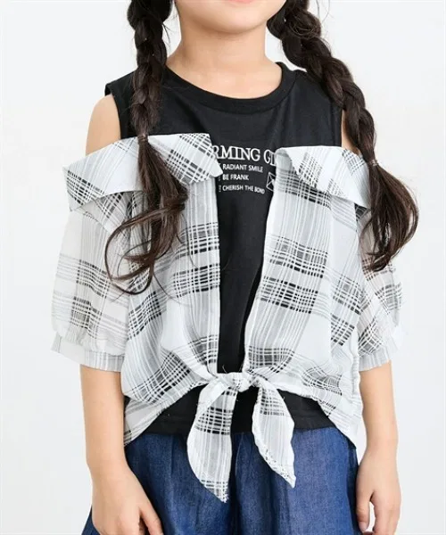 Детская футболка с длинным рукавом имитация слоев QUNTSTYLE, Off White — фото 2