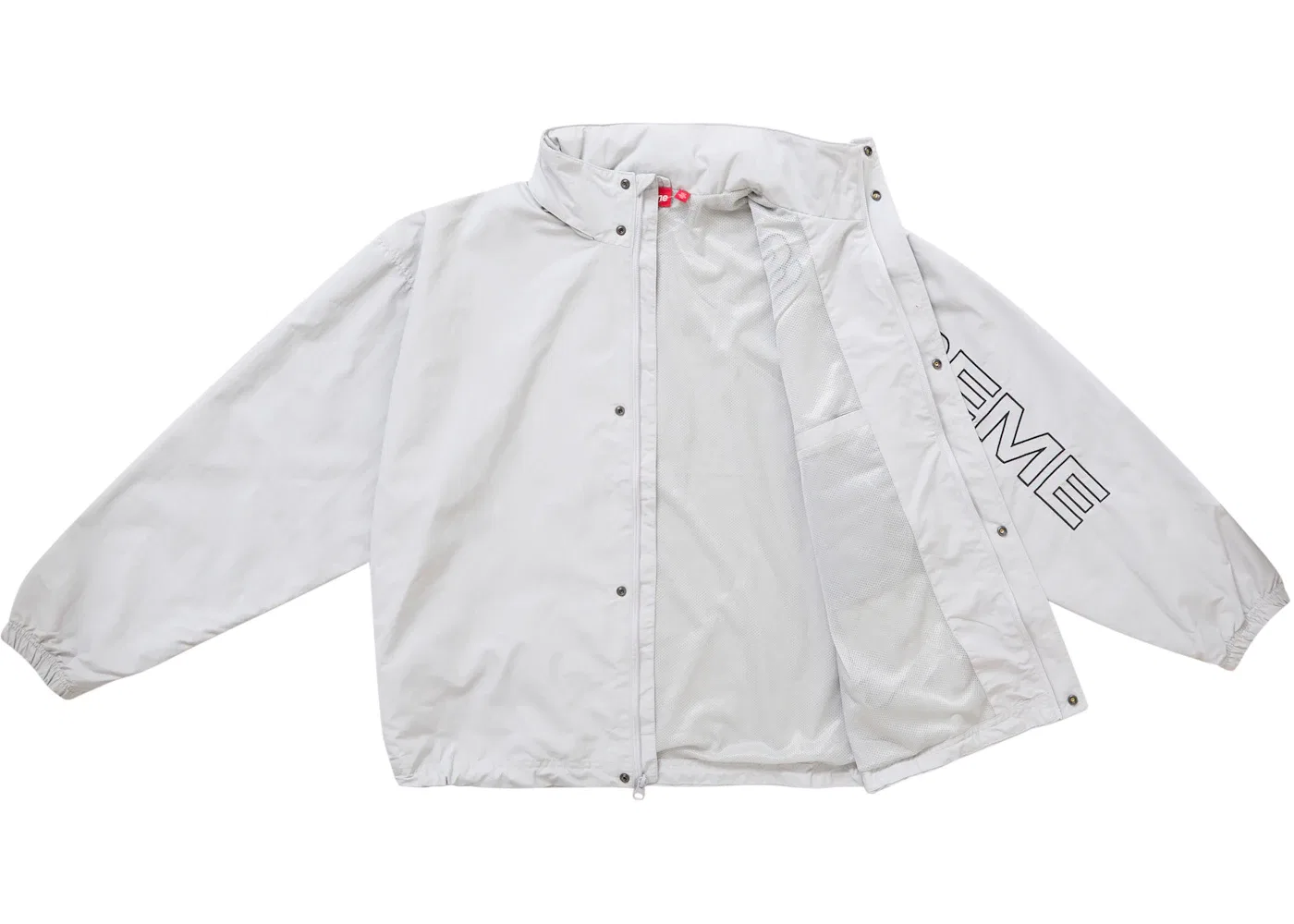 Мужская куртка с вышивкой Supreme Spellout Embroidered Track Jacket, Grey — фото 3
