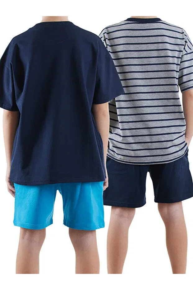 Детские шорты для мальчиков хлопковые комплект 2 шт Basics Denokids, Navy Blue — фото 2