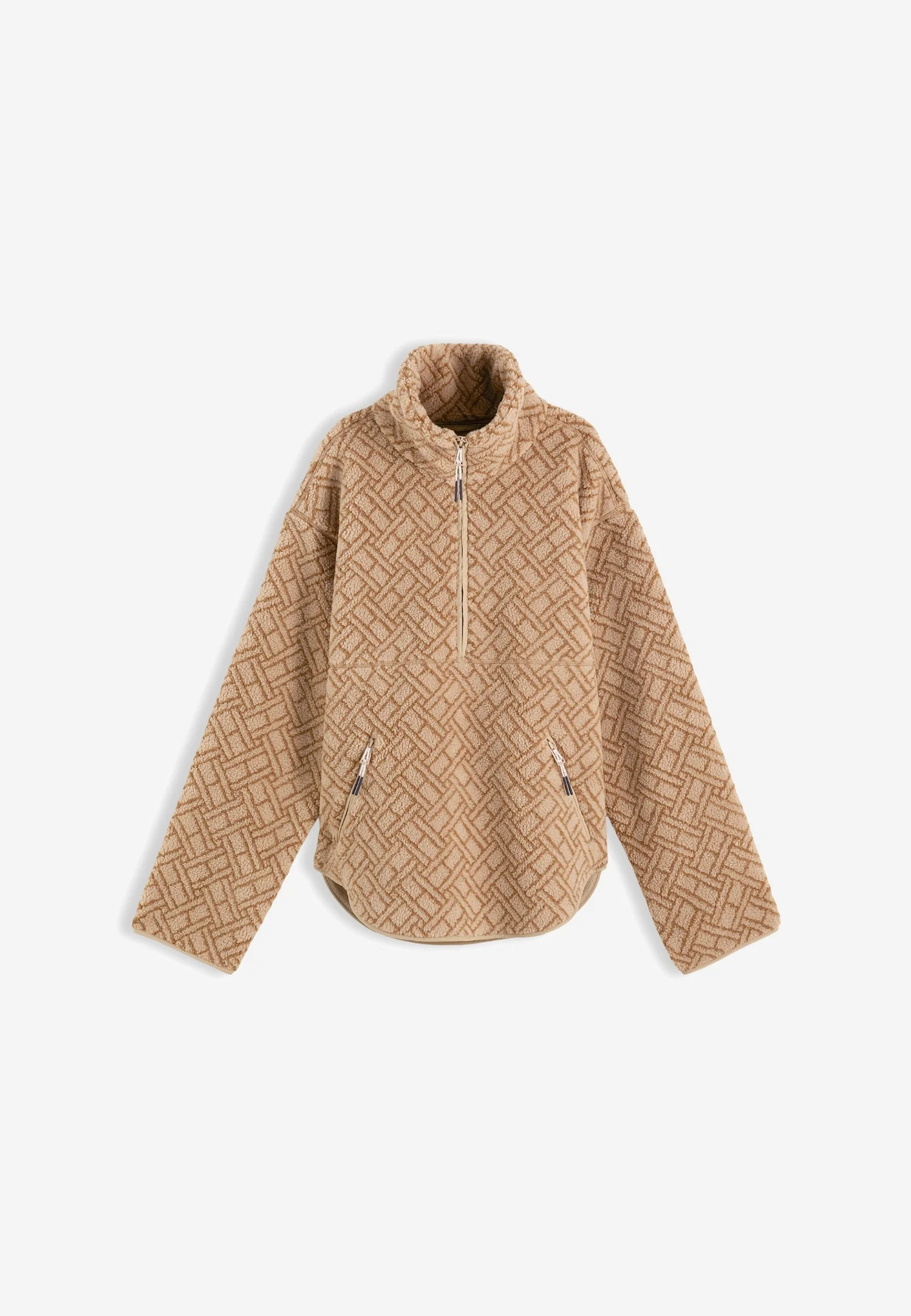 Женская флисовая куртка Tommy Hilfiger Teddy Jacquard Relaxed Half-Zip, бежевый — фото 2