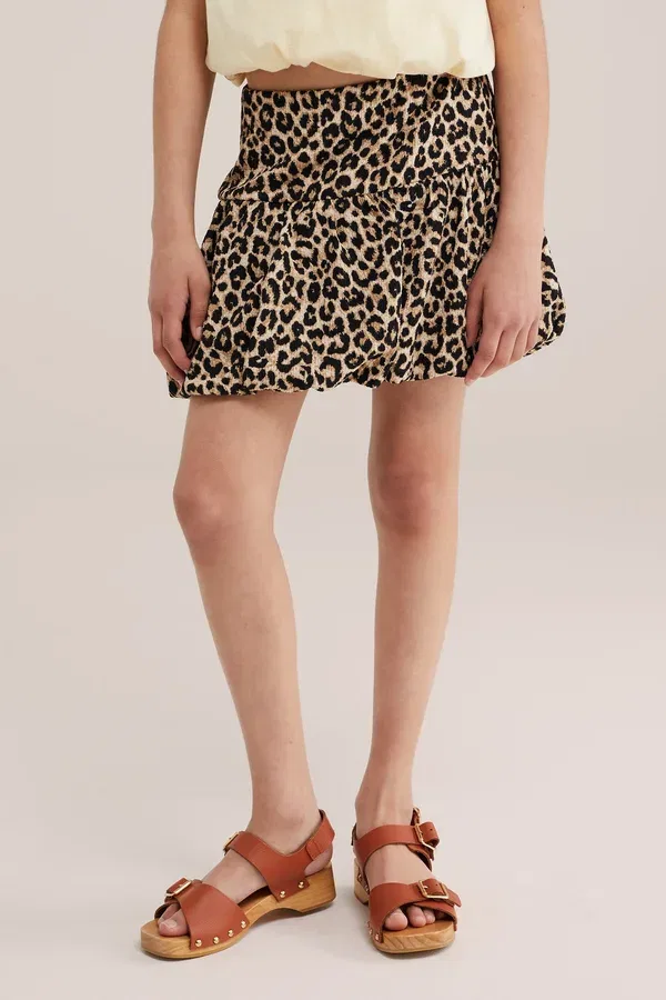 Юбка с принтом Animal print Puffball skirt We Fashion, light brown, светло-коричневый