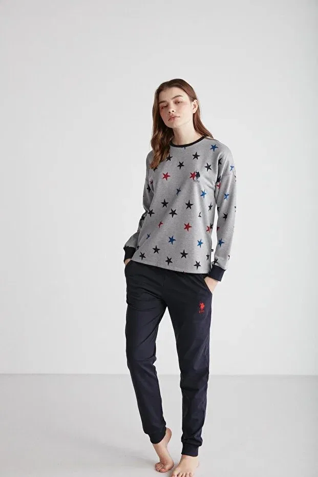Женский пижамный комплект с длинным рукавом U.S. Polo Assn., Navy Blue — фото 4