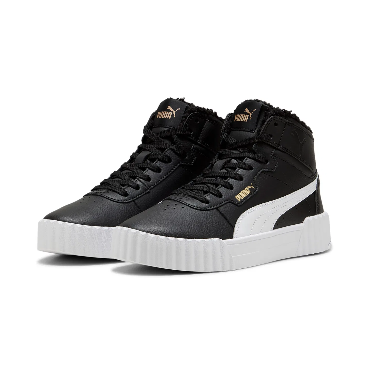 Детские кроссовки с кожаным верхом PUMA Carina 3.0 Mid WTR JR, Black/White