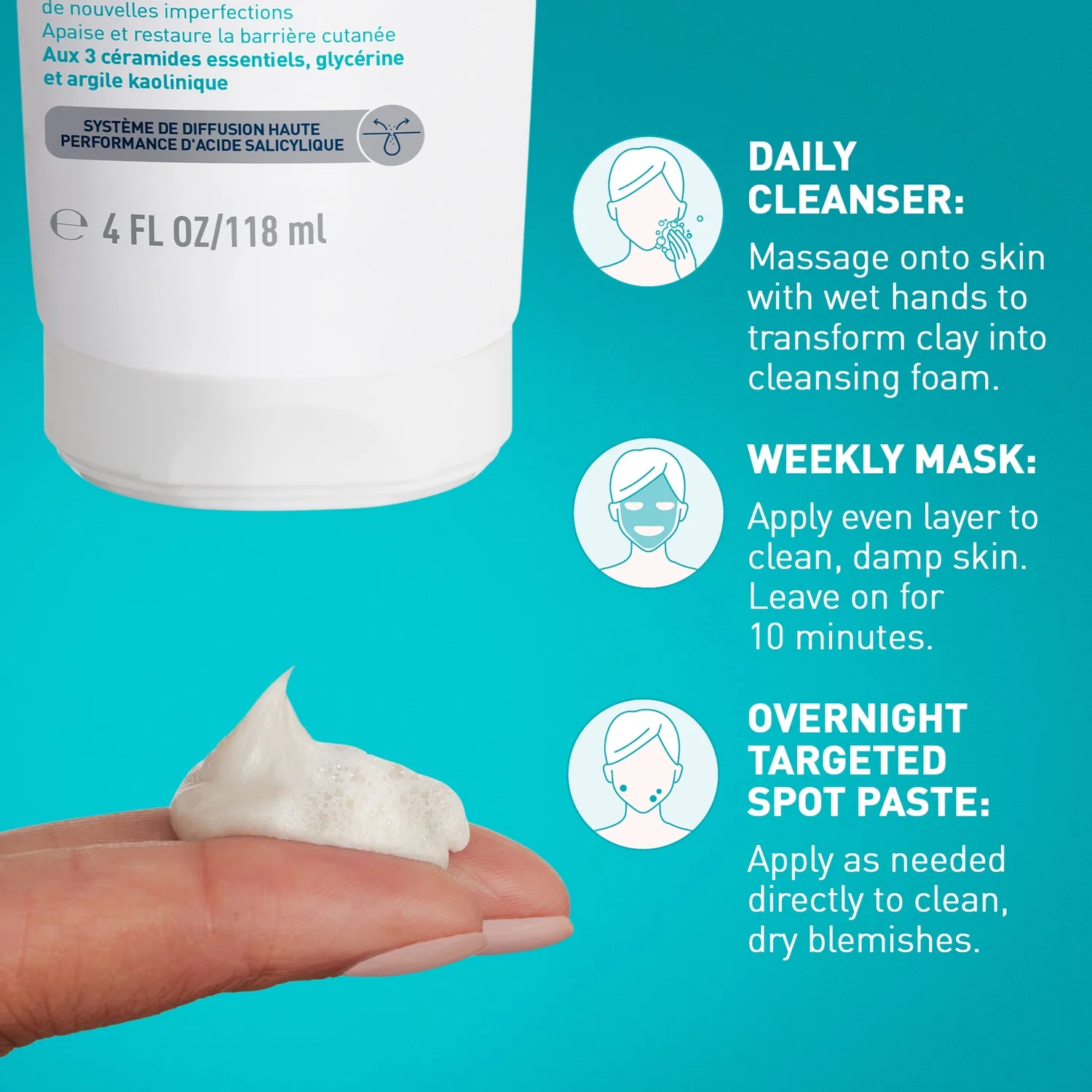 Очищающее средство с глиной и пеной для проблемной кожи 118 мл Blemish Clay To Foam Cleanser CeraVe — фото 2