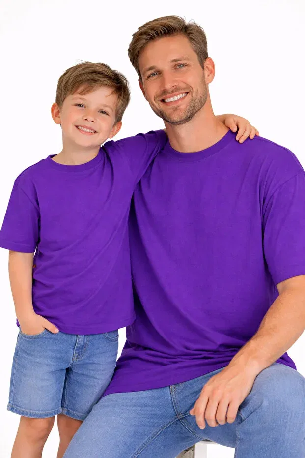 Детская футболка для мальчиков с принтом оверсайз Father Child Matching Oversize T-Shirt Vodexa, Purple