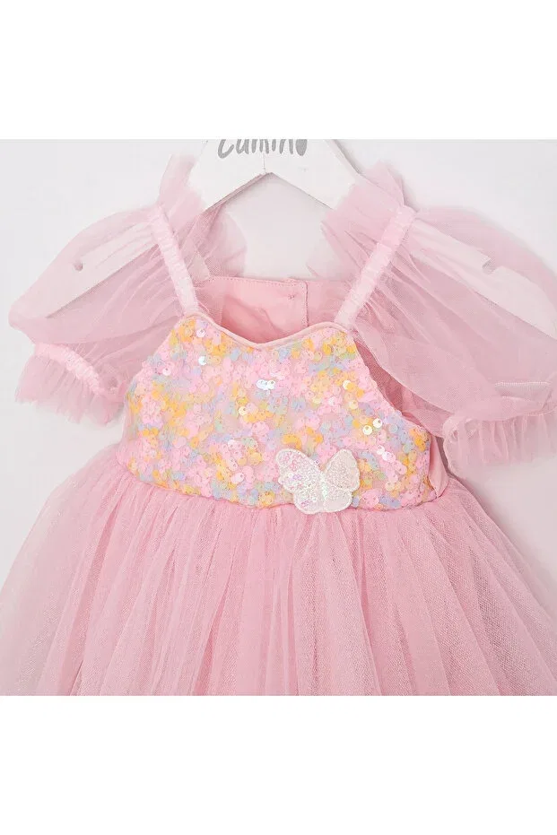 Детский комбинезон для девочек с пайетками Ministok, Pink — фото 3