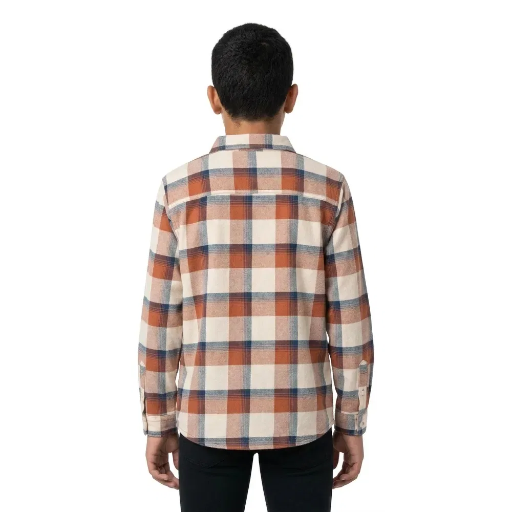 Детская рубашка с длинным рукавом Quiksilver Motherfly Plaid, Brown — фото 4