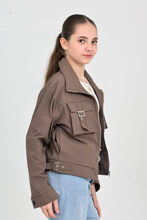 Детская куртка для девочек с принтом Asortik Kids, Brown — фото 3