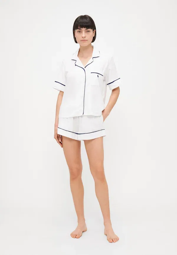 Пижама-комплект с коротким рукавом из хлопка и лиоцелла Polo Ralph Lauren, белый — фото 2