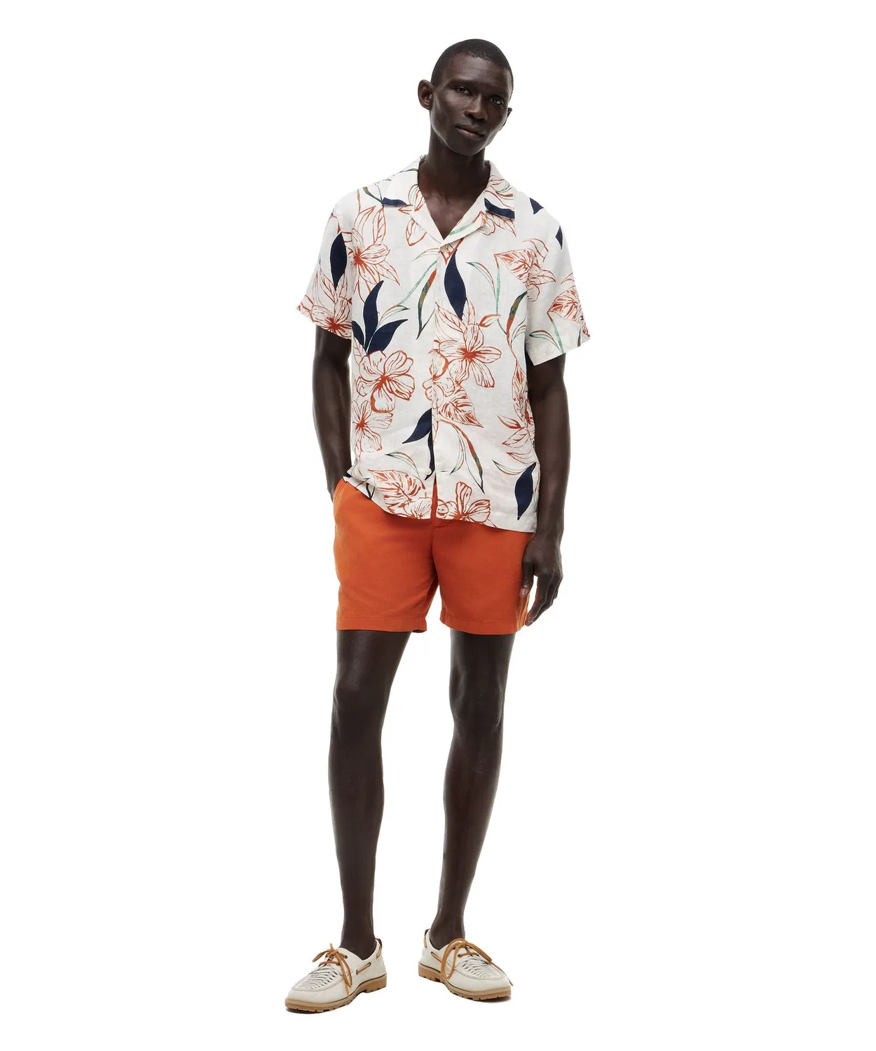 Мужская рубашка с коротким рукавом с принтом Linen Resort Print TOMMY HILFIGER, Yellow — фото 2