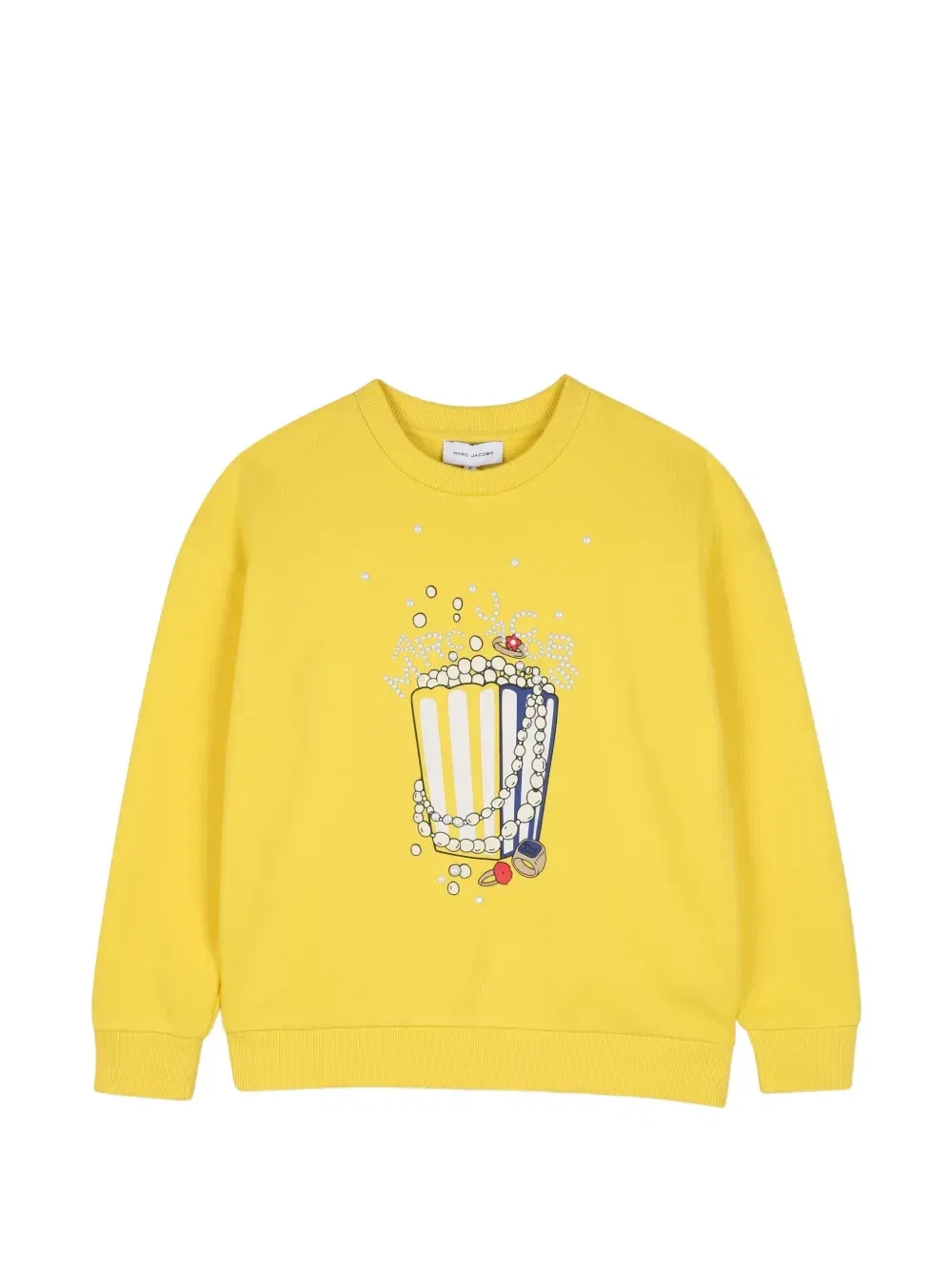 Свитер с искусственным жемчугом и принтом Marc Jacobs Kids, желтый