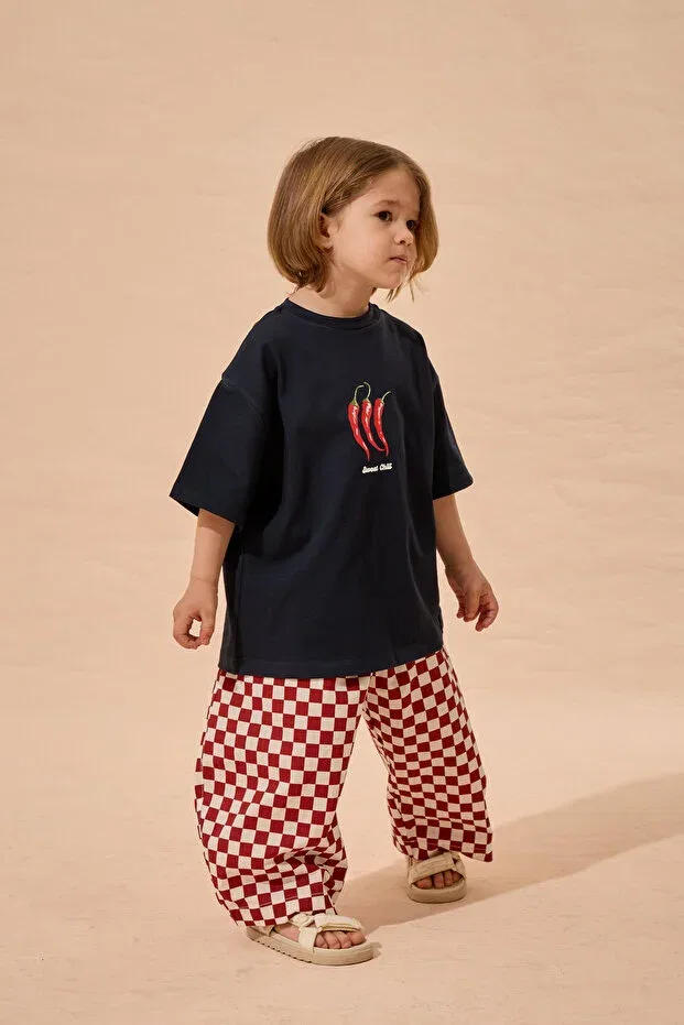 Детская футболка оверсайз с принтом Fahhar Kids, Navy Blue — фото 3