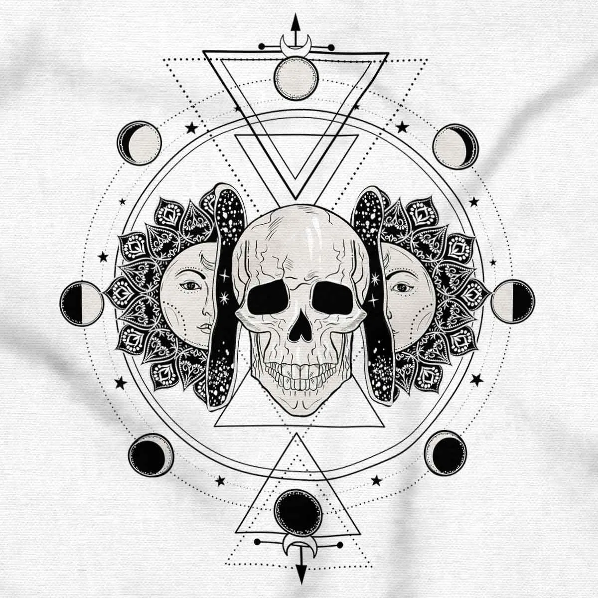 Детское боди-комбинезон с коротким рукавом Celestial Skull Lunar Moon Cycle Brisco Brands, White — фото 2