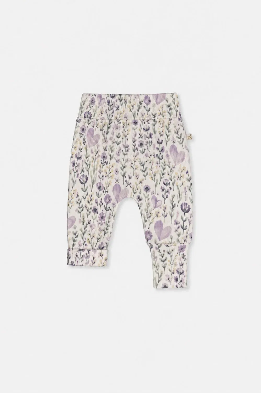 Детские штаны с принтом Organic Cotton Evolutive Pants Deux par Deux, Beige With Heart Print