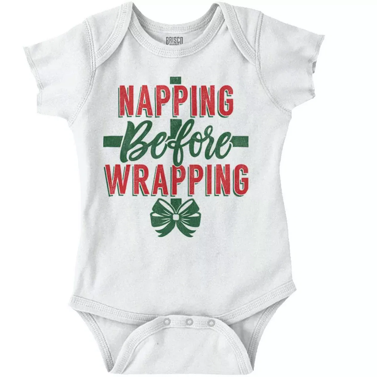 Детское боди для девочек с принтом Xmas Napping Before Wrapping Presents Brisco Brands, Heather