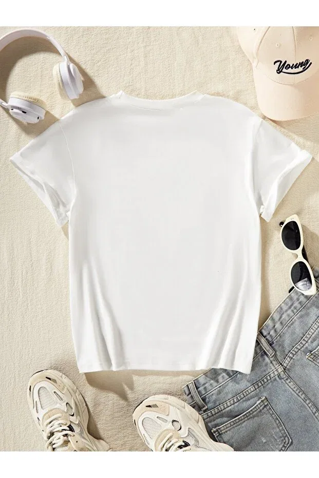 Детская футболка для девочек с принтом Basic Let'S Wear, White — фото 2