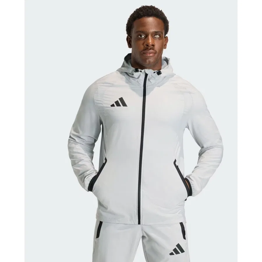 Ветровка мужская с капюшоном Tiro Travel adidas, Светло-серый