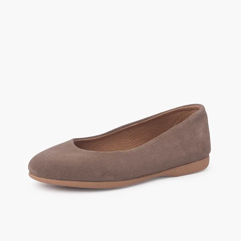 Детские балетки для девочек из замши Pisamonas, Light Brown — фото 3