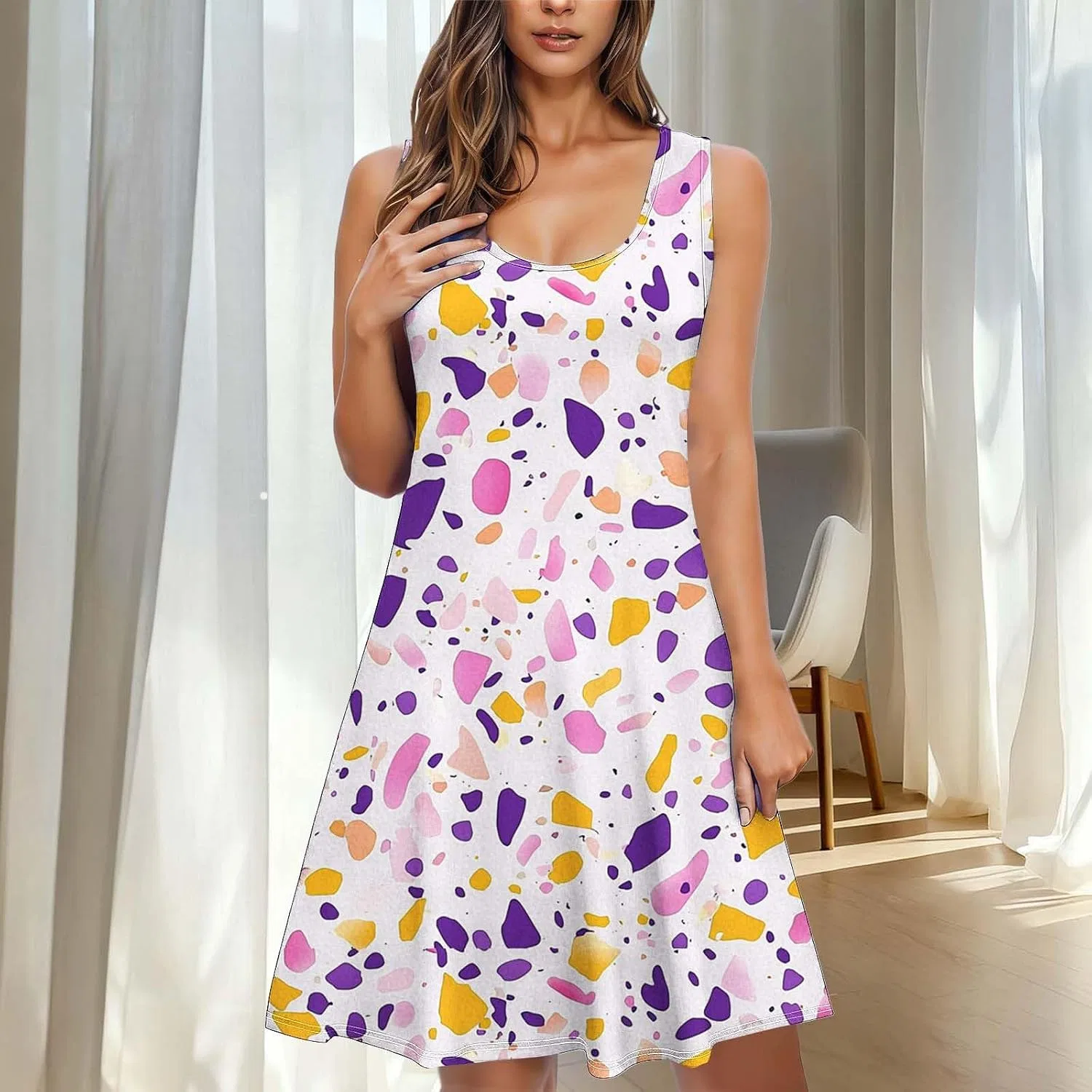Женское летнее платье-сарафан на бретелях с открытой спиной Flowy, Purple — фото 3