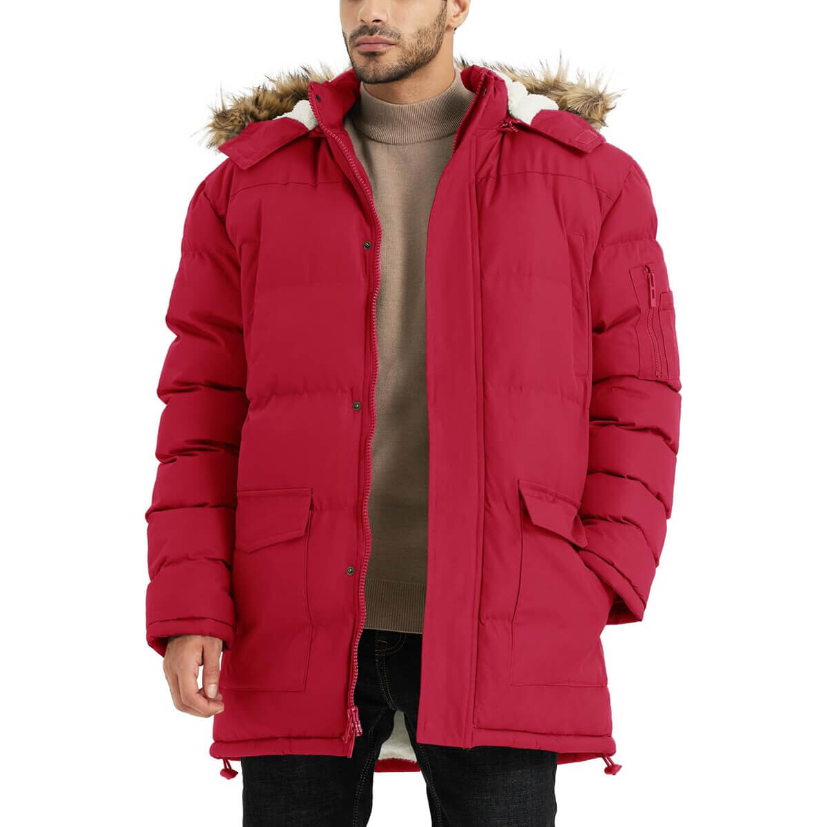 

Парка Jaweru Long Winter Warm Insulated Fleece, красный