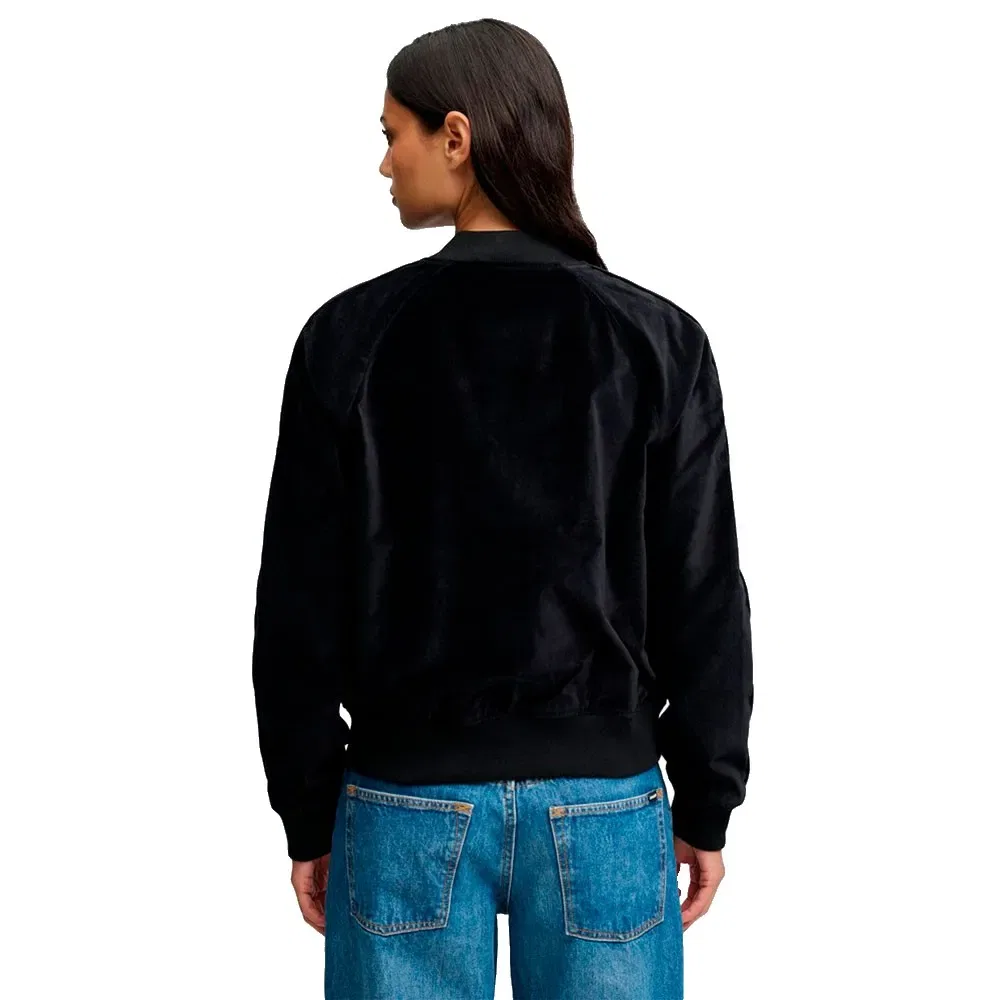 Женская бархатная куртка-бомбер с рагланом Superdry, Black — фото 2