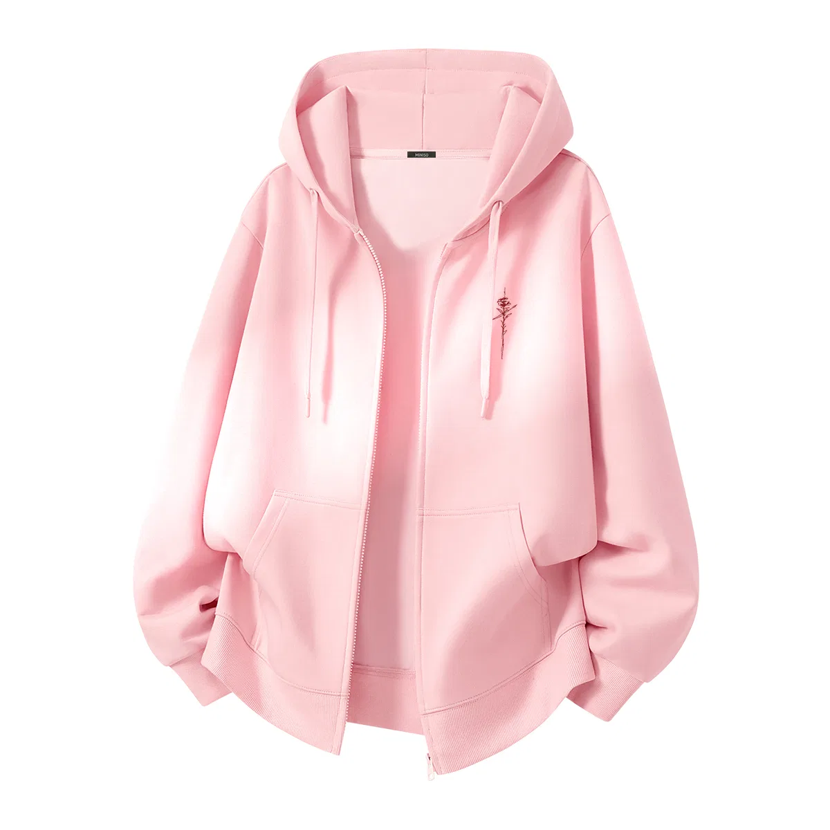 Детский худи с капюшоном унисекс MINISO, Pink Red Rose Chest Logo