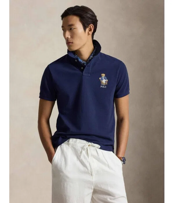 Мужское поло Custom Slim Fit Polo Ralph Lauren, Blu Marino