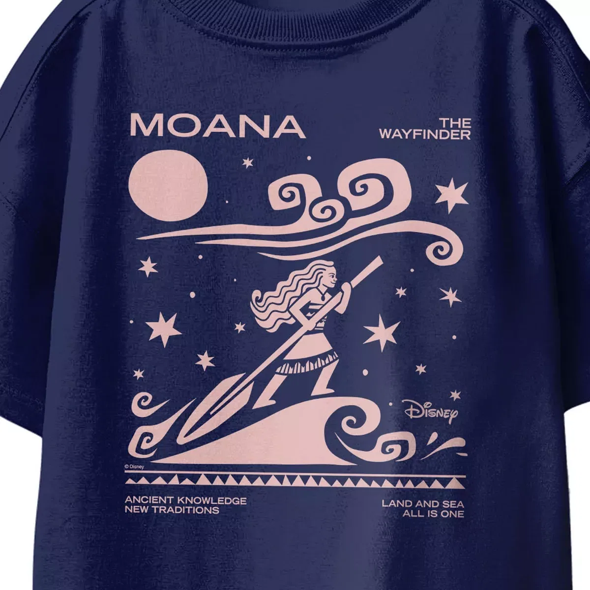 Детская футболка с принтом Moana Ride Wave Pink Silhouette Disney, Navy — фото 3