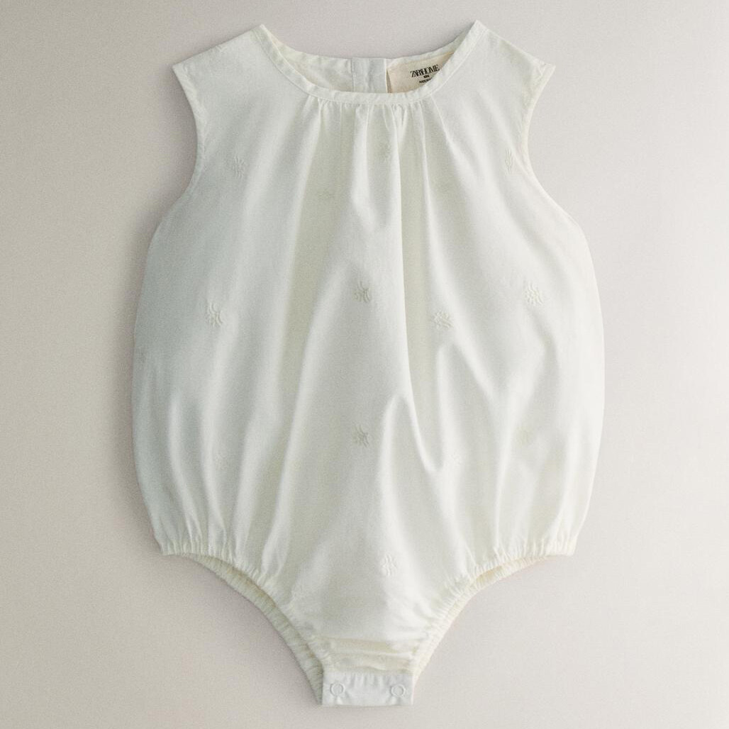 

Детский боди-комбинезон Zara Home Embroidered, кремовый