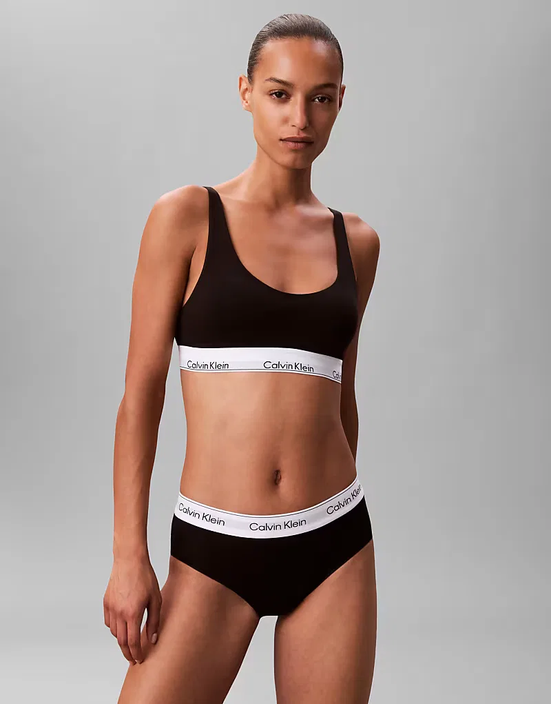 Бюстгальтер-топ Calvin Klein Icon Cotton Modal с легкой подкладкой, черный