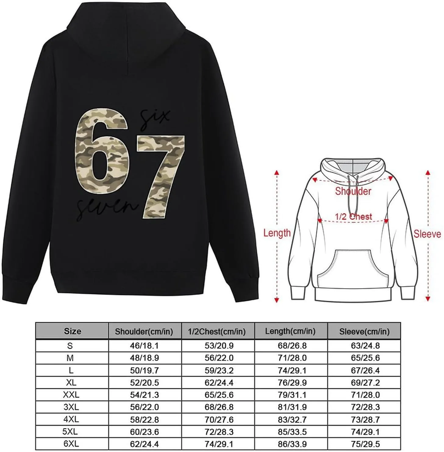 Camo Six Seven 67 Meme Hoodie Soft Vintage Pullover — фото 4