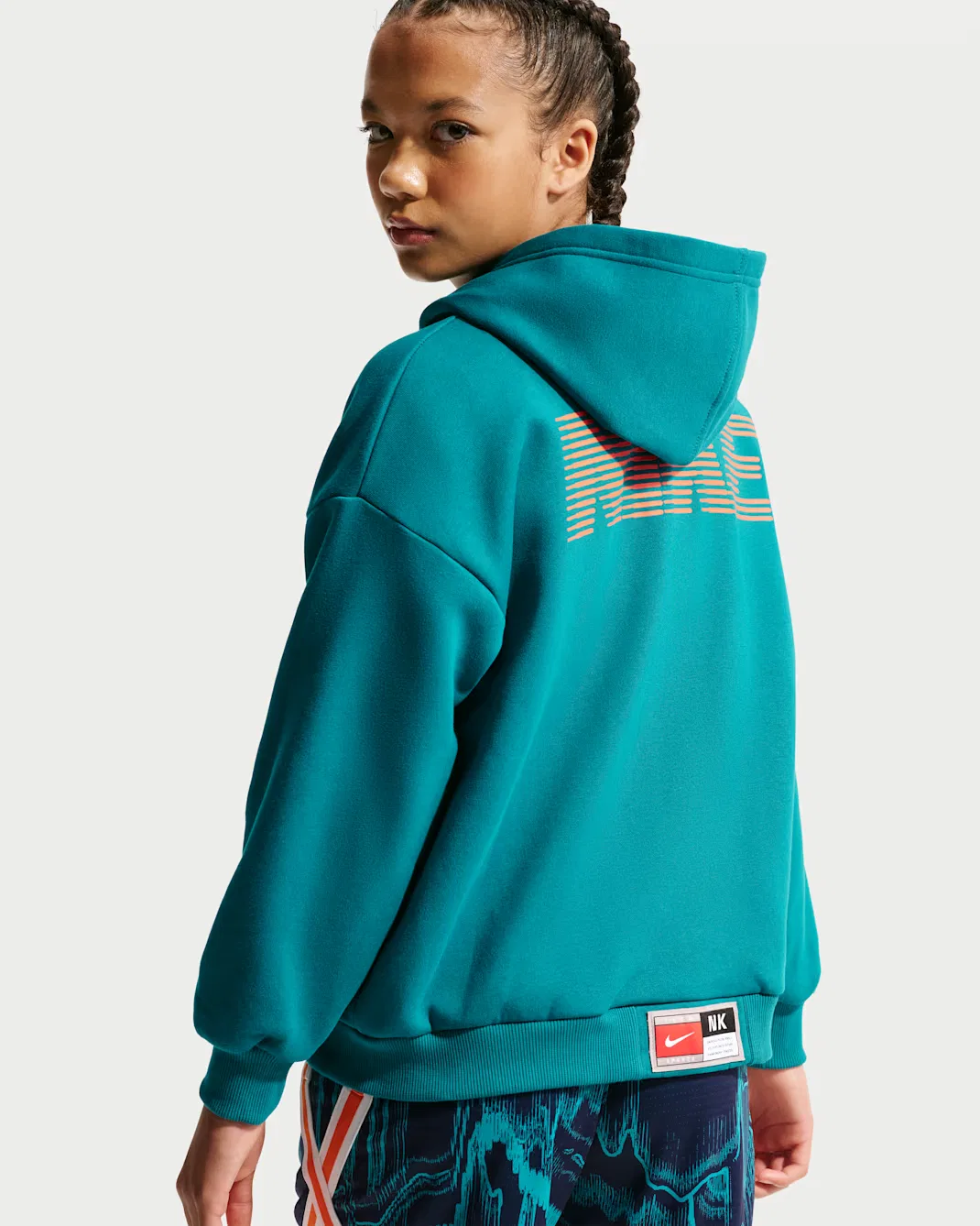 Детская баскетбольная толстовка Dri-FIT Nike, Bright Spruce/Safety Orange — фото 4