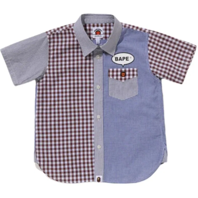 Детская рубашка повседневная с коротким рукавом, A BATHING APE, Blue