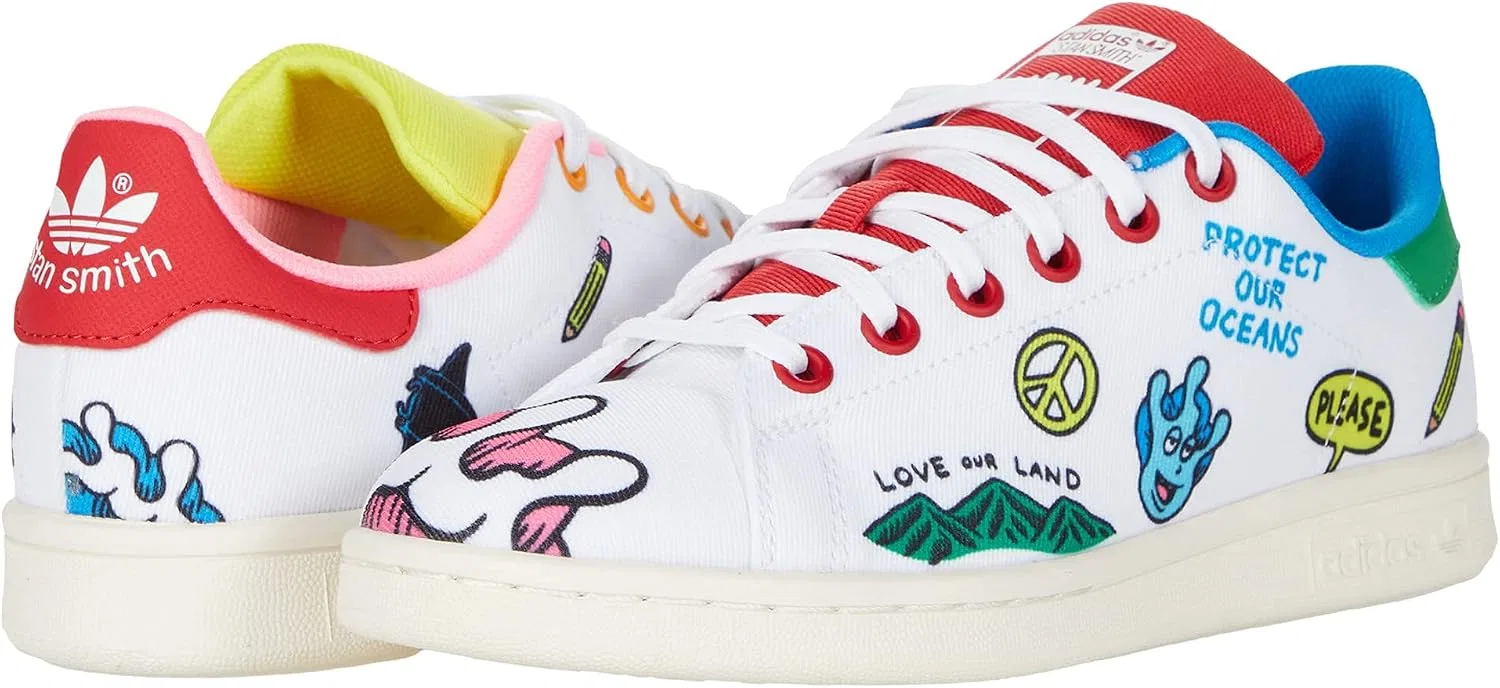 Детские кроссовки Stan Smith adidas, White/Green/Scarlet — фото 2