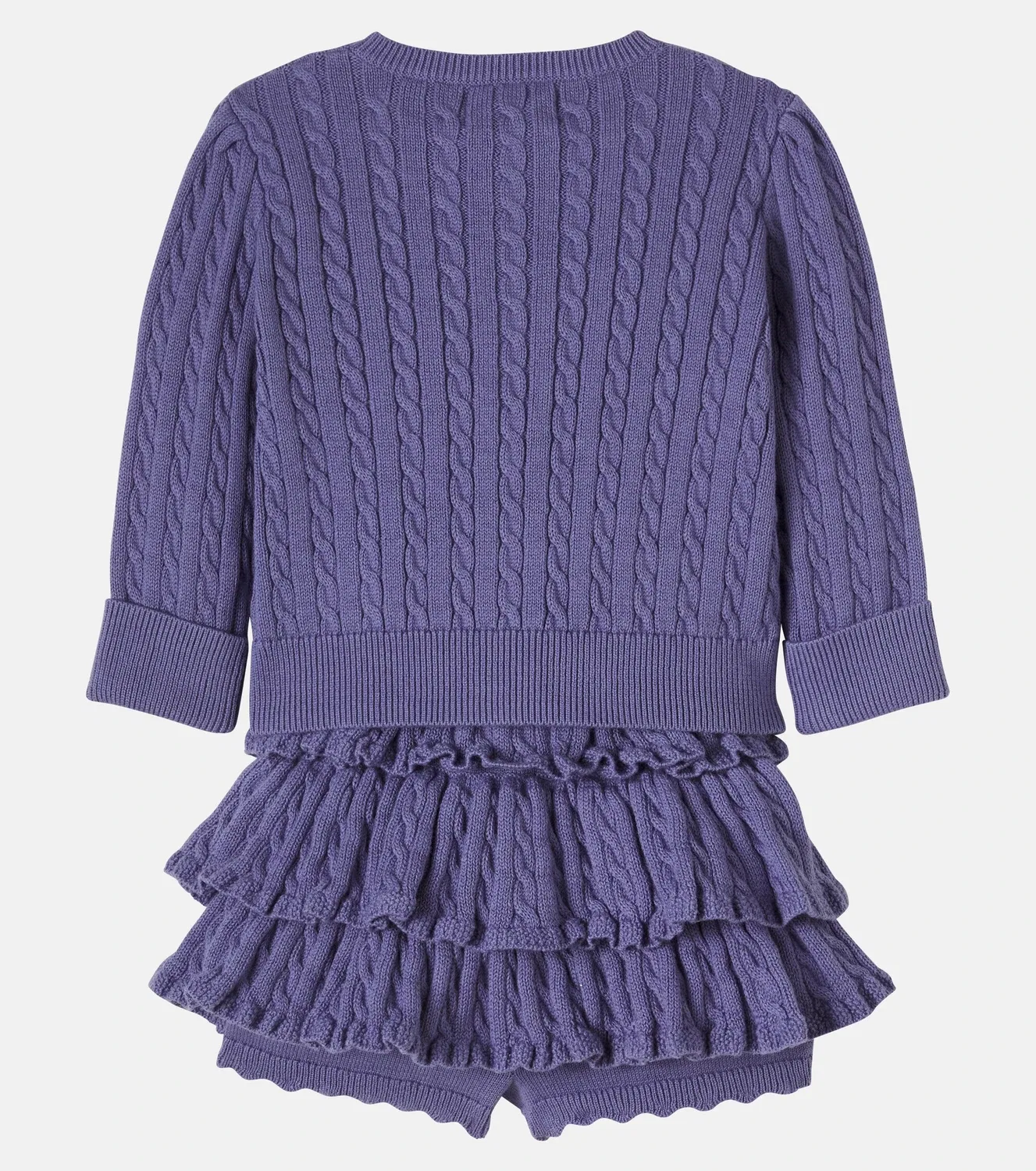 Комплект из хлопкового кардигана и шорт Polo Ralph Lauren Kids, фиолетовый — фото 3