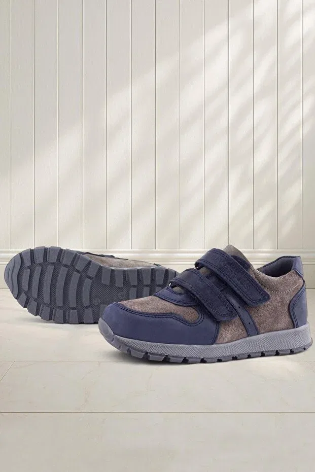Детские кроссовки для мальчиков кожаные с застежкой-липучкой Rakerplus, Navy Blue