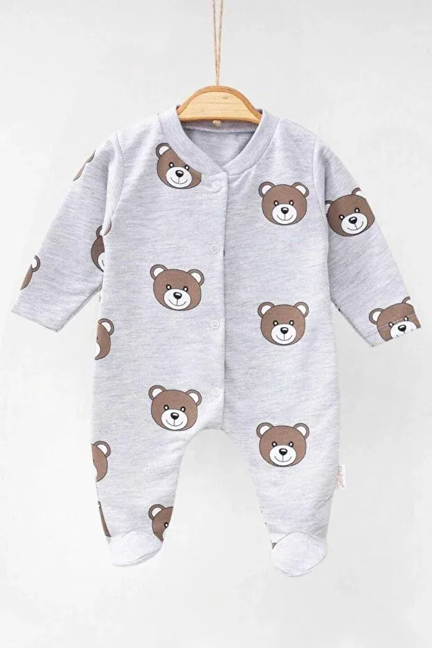 Детский комбинезон для мальчиков с принтом Dinamik Çocuk, Gray Teddy Bear