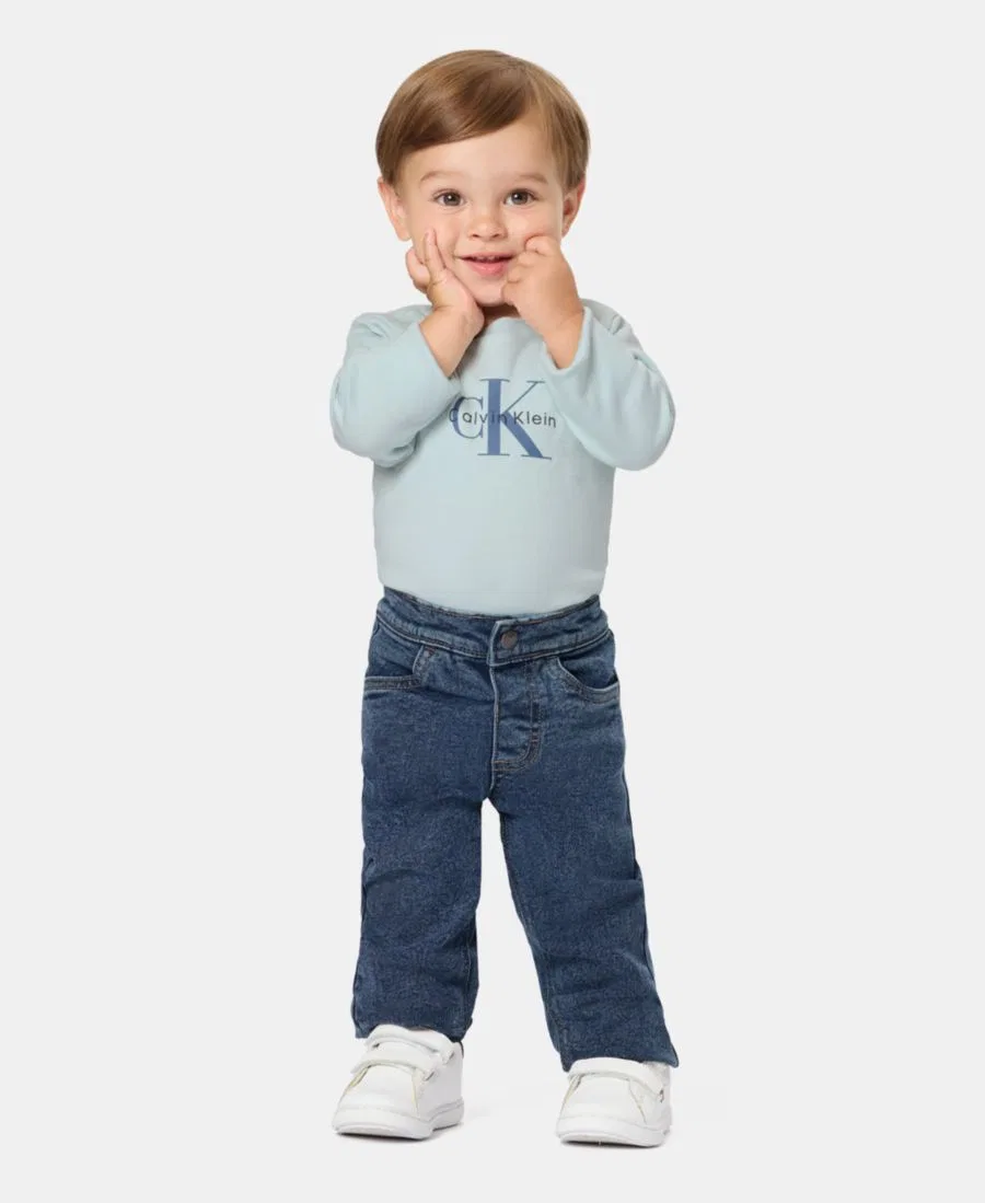 Комплект из боди с длинным рукавом и брюк Calvin Klein, Blue