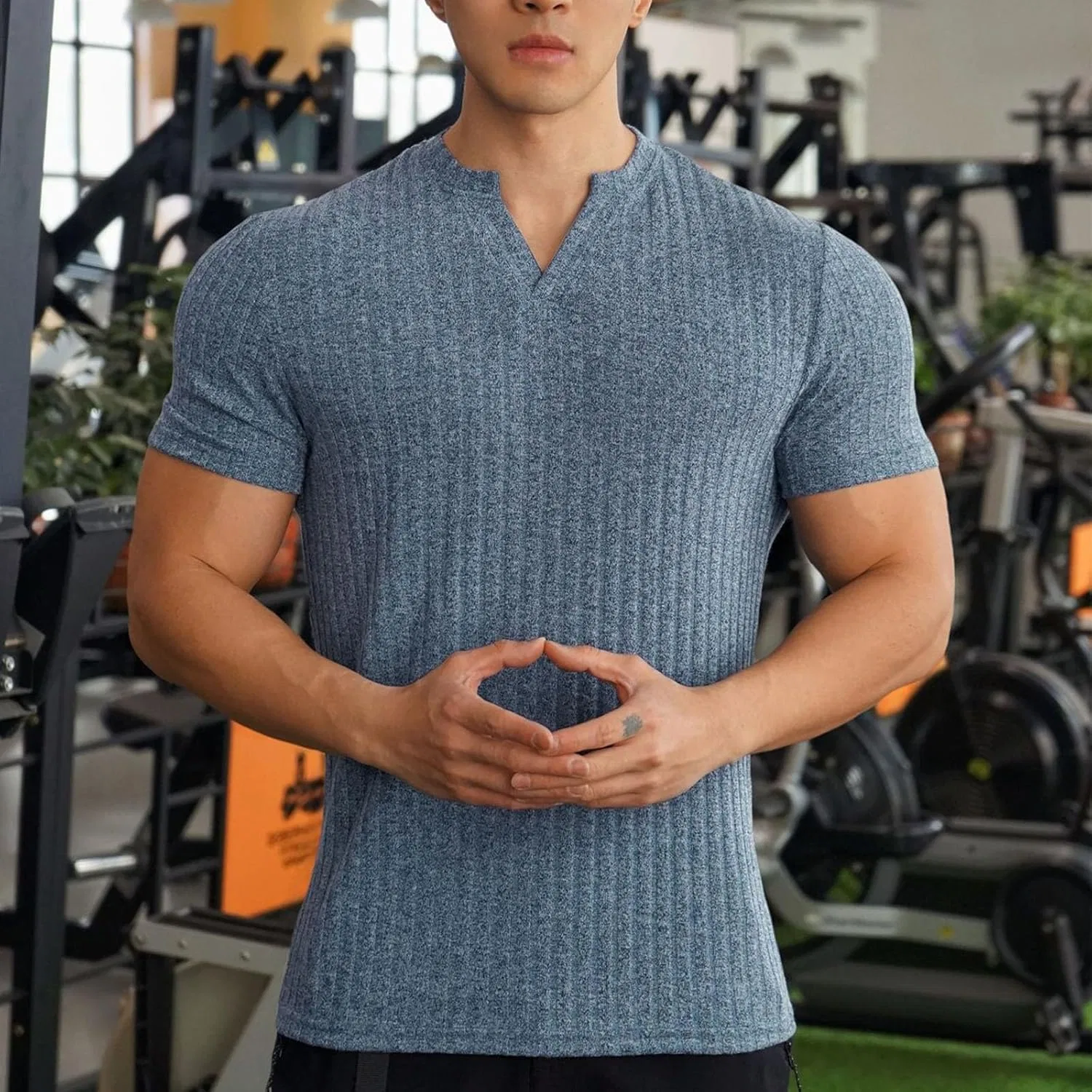 Мужская легкая футболка с коротким рукавом Slim Fit, Light Blue — фото 4