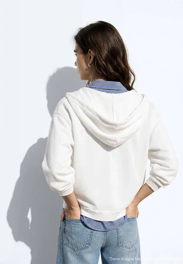 Подростковая толстовка на молнии Mango Kids, Off-White — фото 3