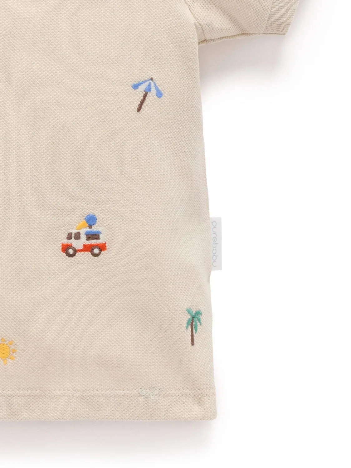 Поло Purebaby Cancun с вышивкой, Natural — фото 4