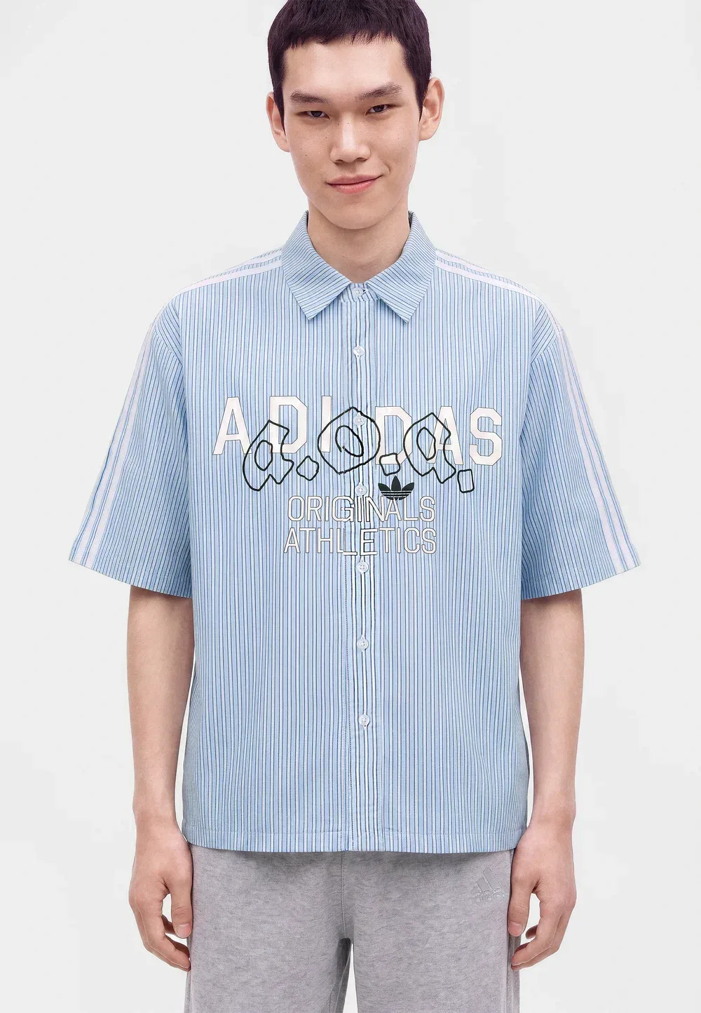 Оригинальная рубашка унисекс на пуговицах Adidas Originals, Night Indigo — фото 4