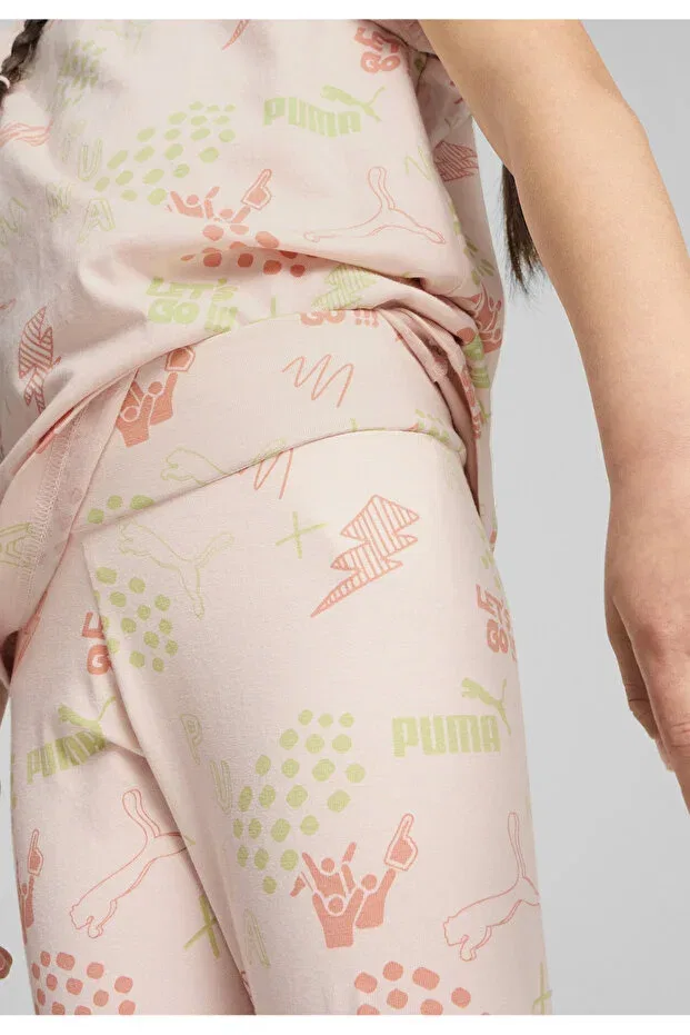 Детские леггинсы для девочек облегающие Ess+ Puma, Island Pink — фото 4