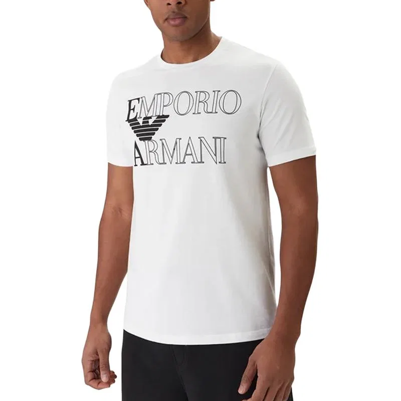 Мужская футболка хлопковая Emporio Armani Beachwear, White — фото 4