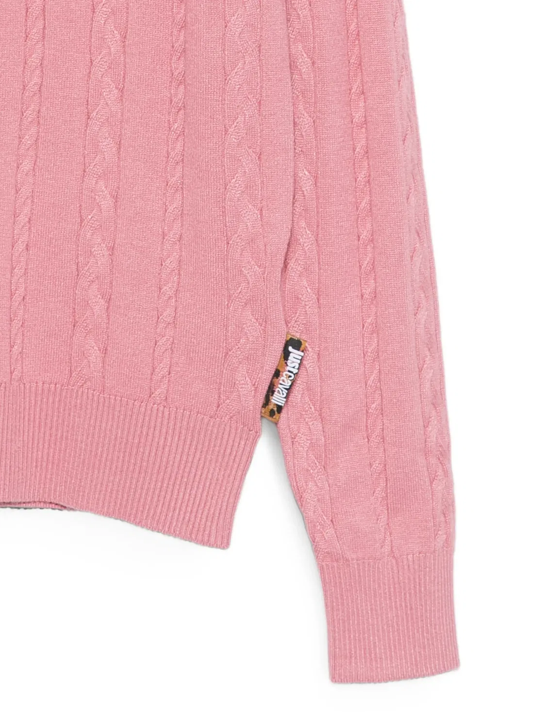 Кардиган фактурной вязки с вышитым логотипом Roberto Cavalli Junior, розовый — фото 3