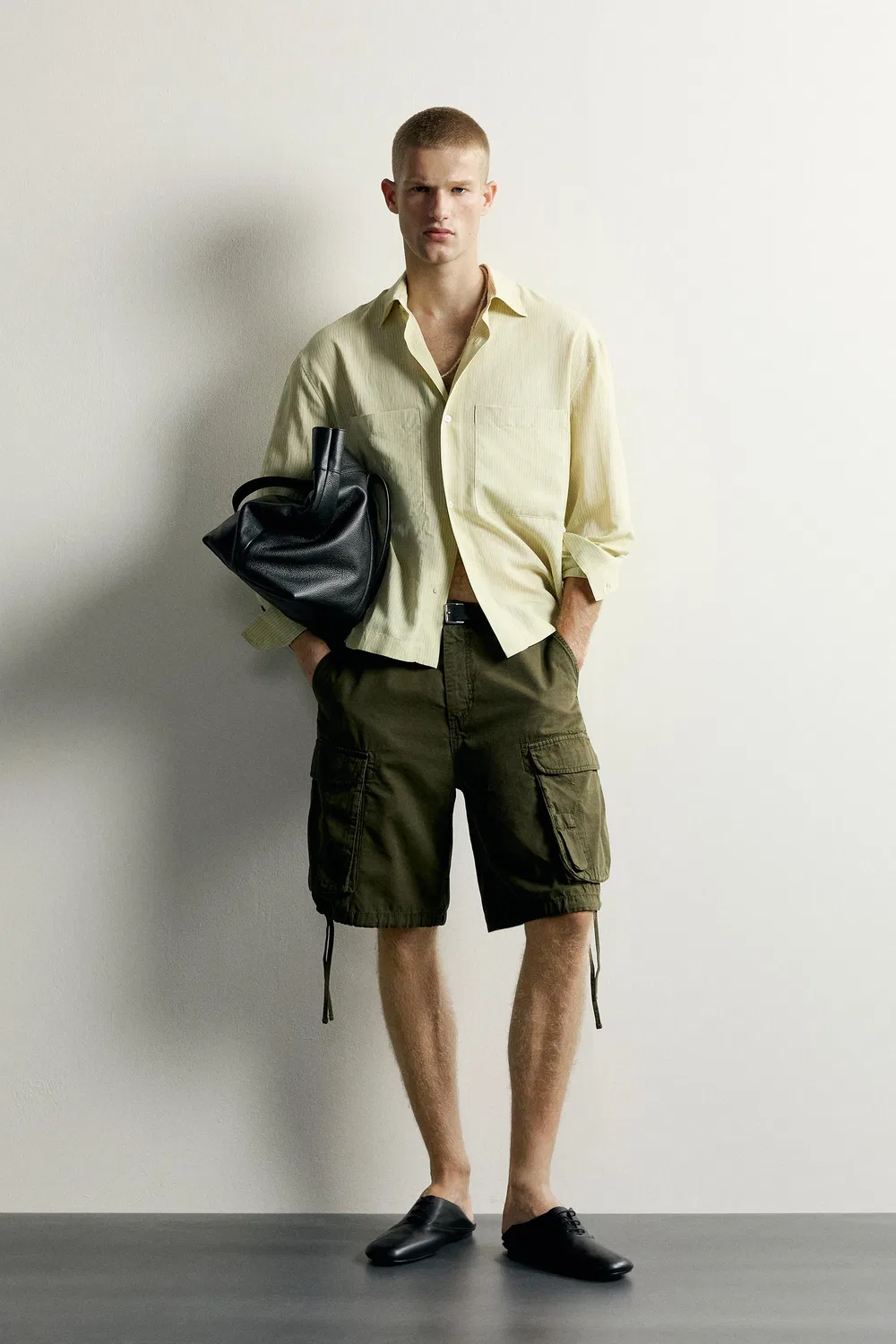 Свободная полосатая струящаяся рубашка ZARA, Light green