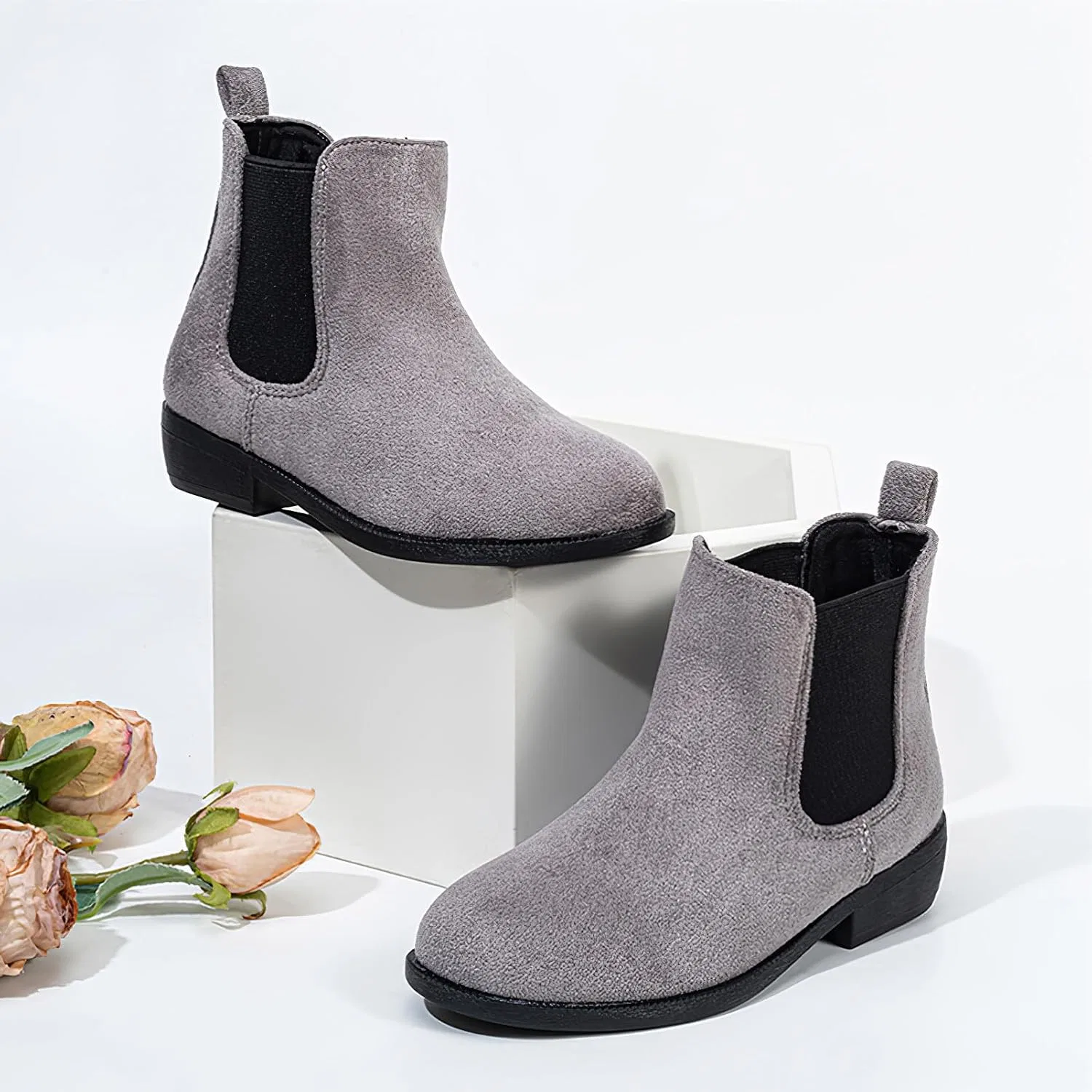 Детские зимние ботинки из искусственной замши на щиколотке rismart, Grey — фото 2